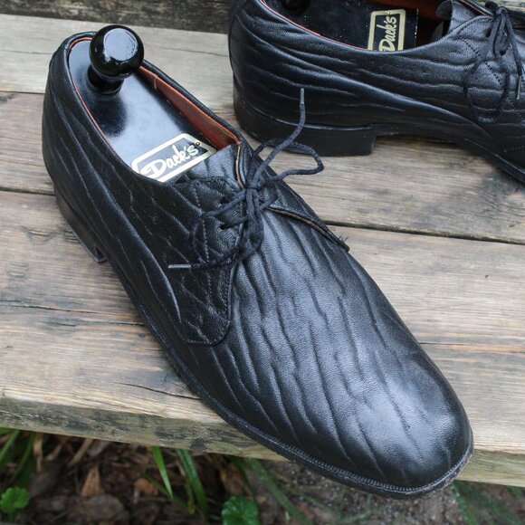 Vtg Dack's Black “Baffin Seal” Leather Derby, Men's 9 F, Made in Canada, GUC - Picture 2 of 13